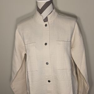 Eileen Fisher channel jacket with mm Mandarin collar